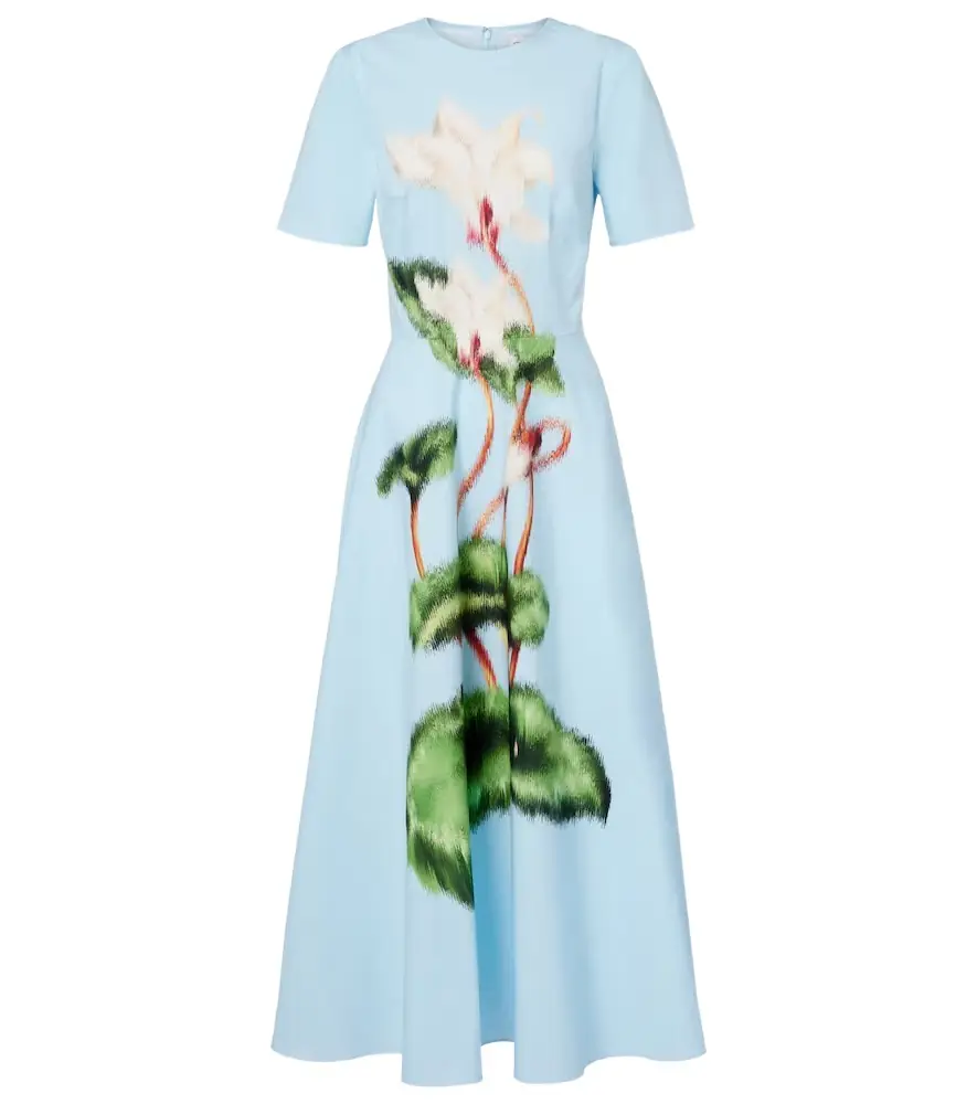 Oscar de la Renta Printed cotton-blend midi dress