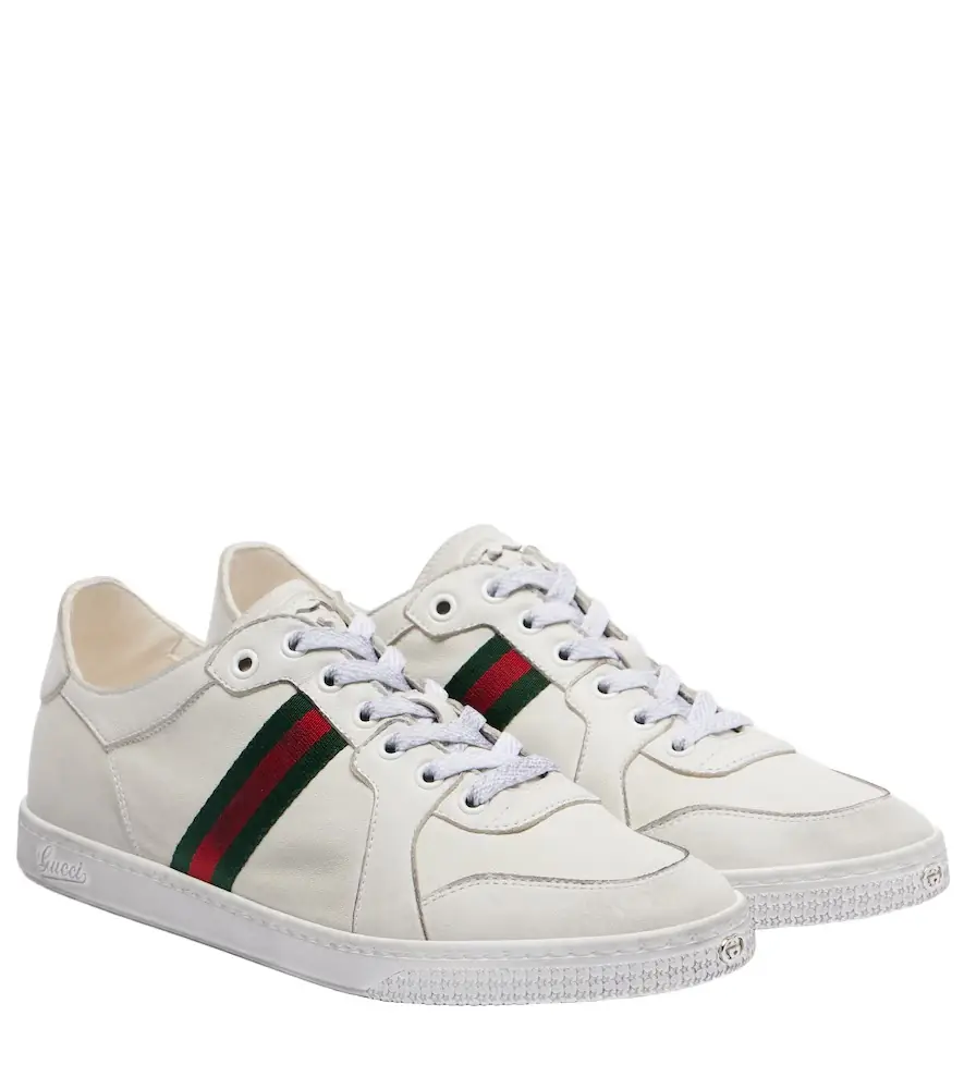 Gucci Stretch Web Stripe leather sneakers