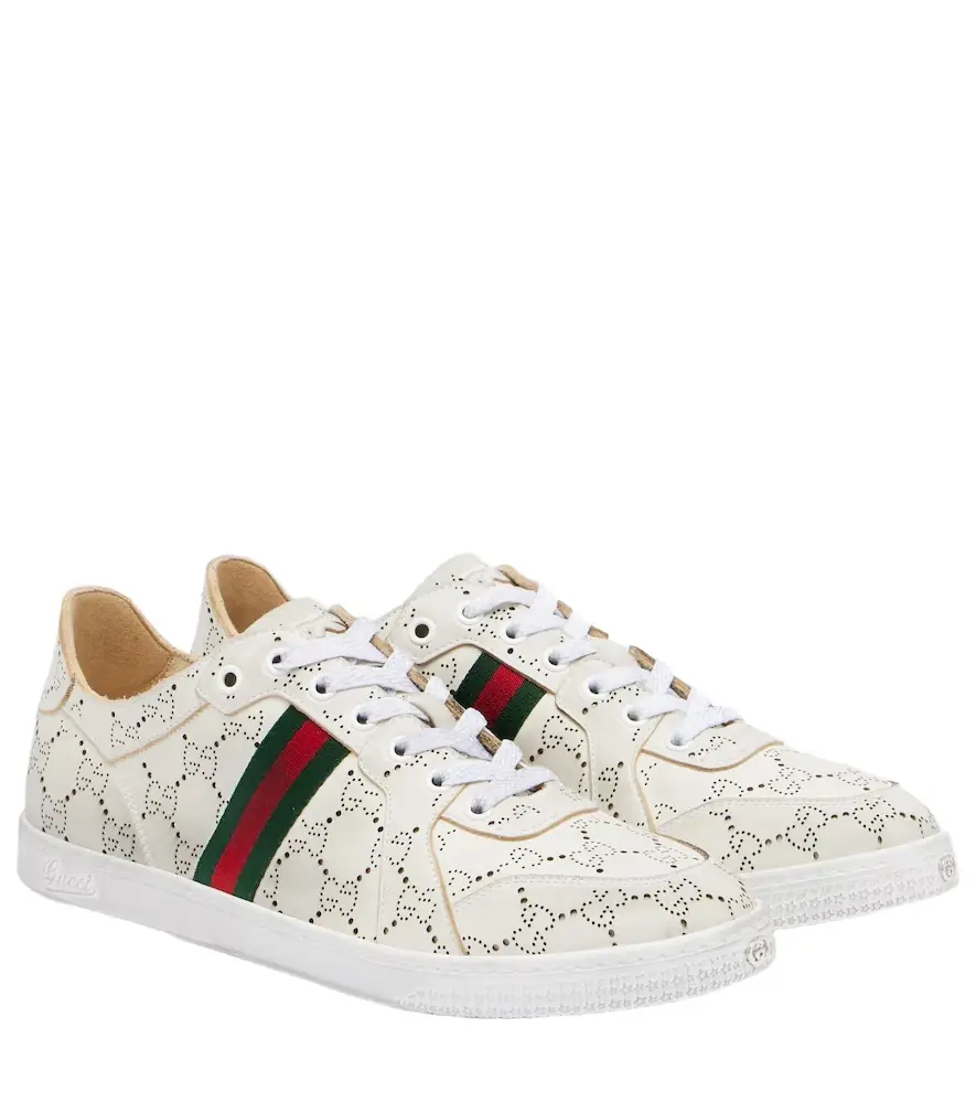 Gucci Stretch GG Web Stripe leather sneakers