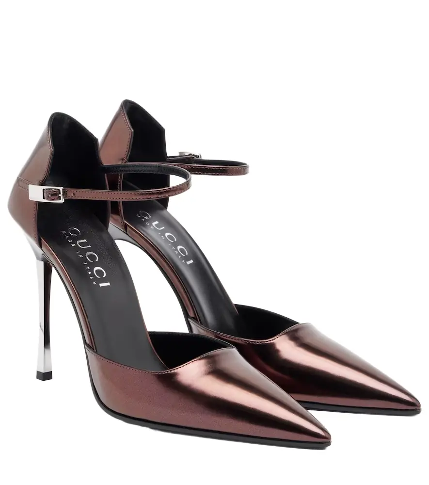 Gucci Bombshell metallic leather pumps
