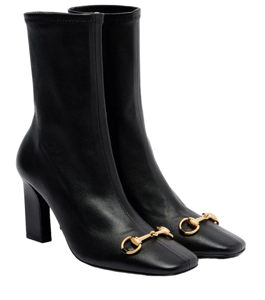 Gucci Signora Horsebit leather ankle boots