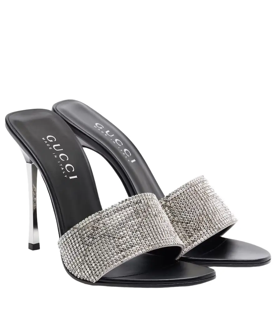 Gucci Bombshell 120 embellished satin mules