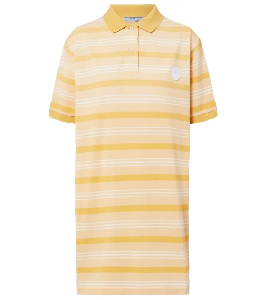 Prada Striped cotton piqué polo dress