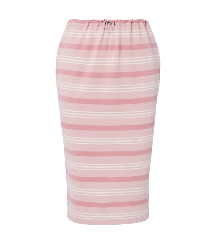Prada Striped cotton piqué pencil skirt
