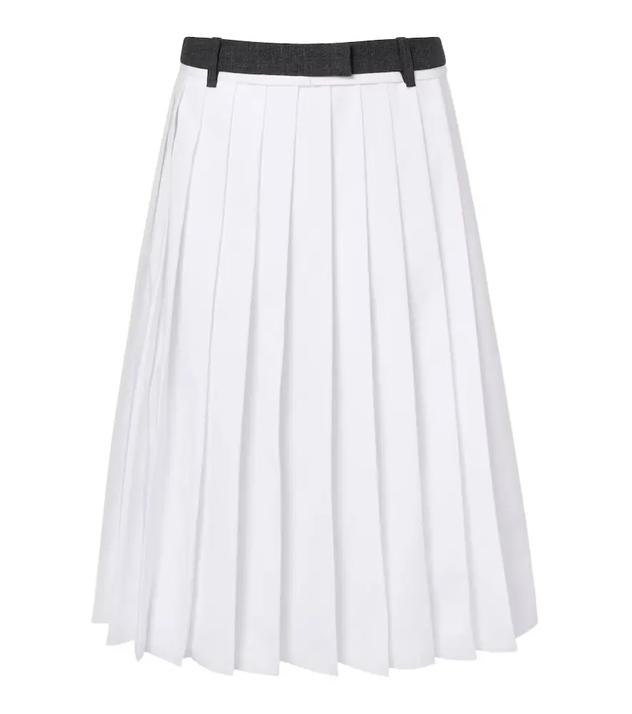 Prada Pleated cotton midi skirt