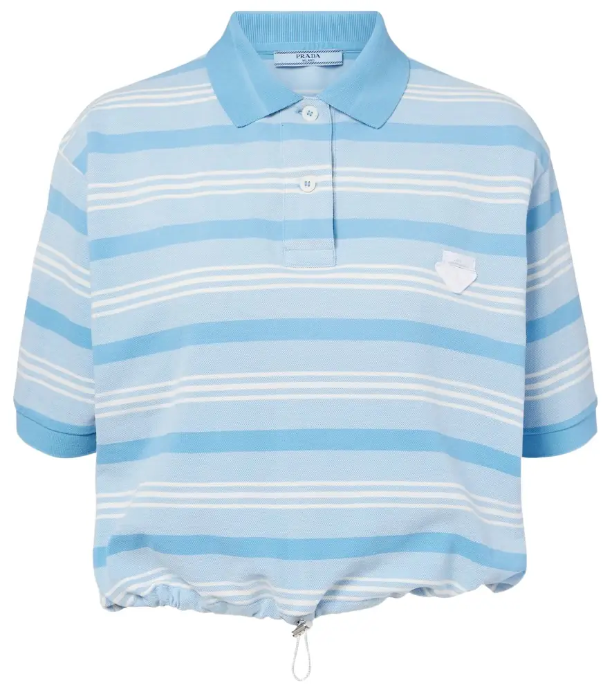 Prada Striped cropped cotton piqué polo shirt