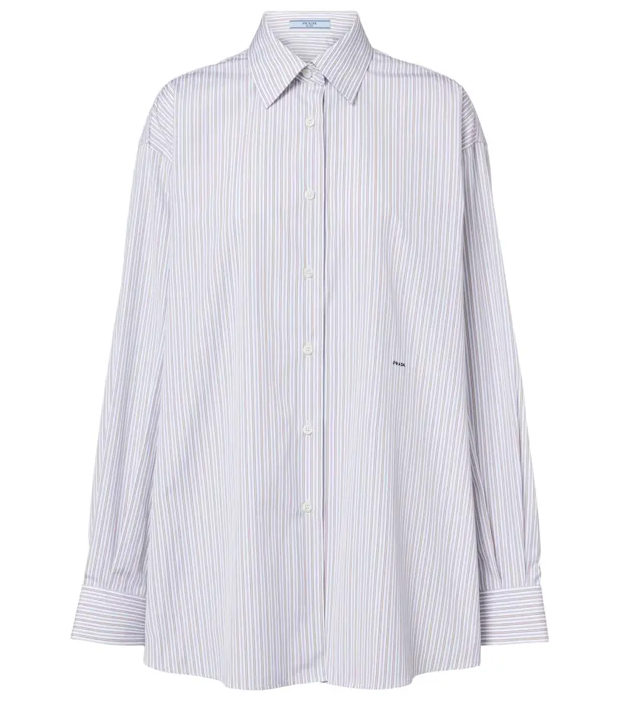 Prada Striped oversized cotton poplin shirt
