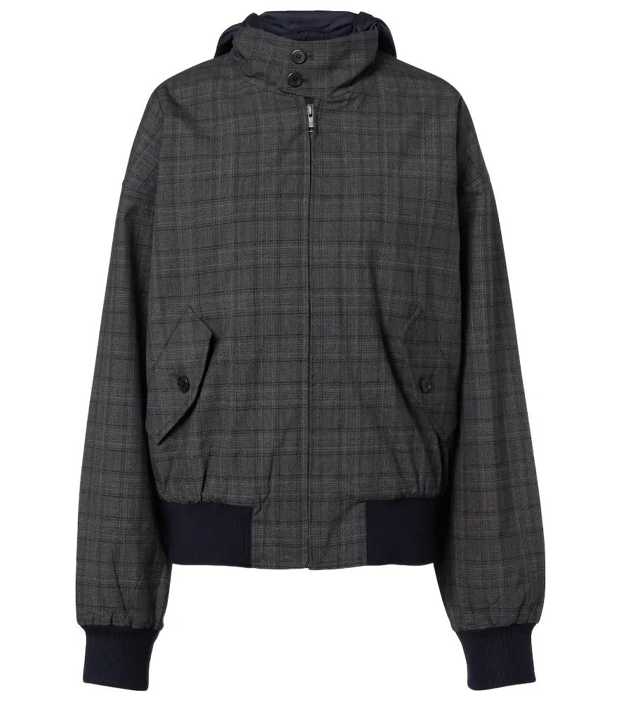 Prada Checked hooded virgin wool jacket