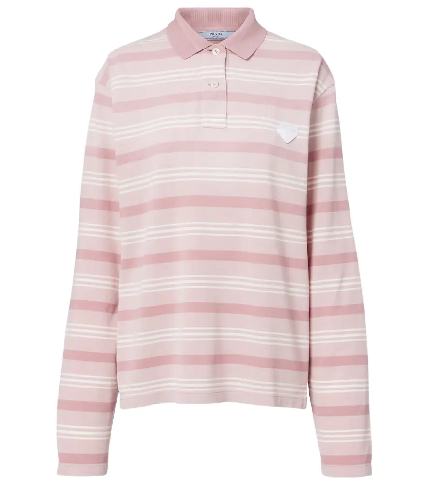 Prada Striped cotton piqué polo shirt