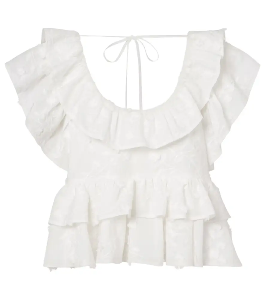 Dorothee Schumacher Slees embroidered ruffled cotton top