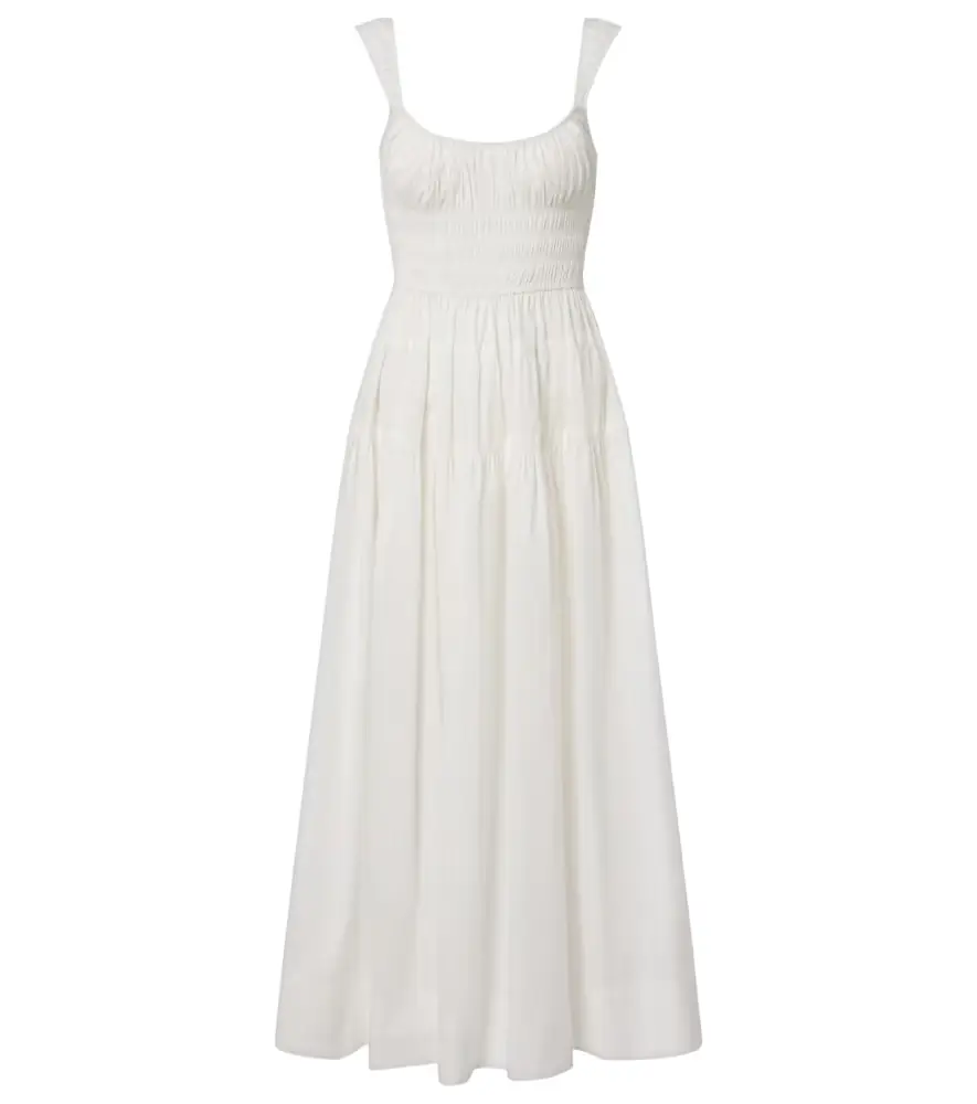 Doen Dôen Clover shirred cotton poplin midi dress