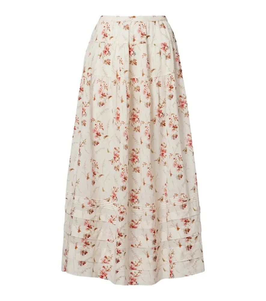 Doen Dôen Marie floral cotton midi skirt