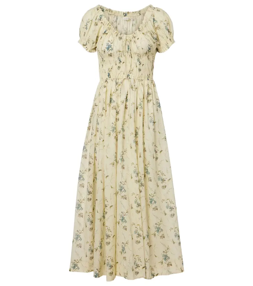 Doen Dôen Ashlynn gathered floral cotton midi dress
