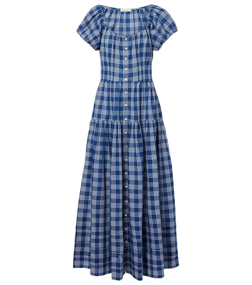 Doen Dôen Valenne checked cotton midi dress