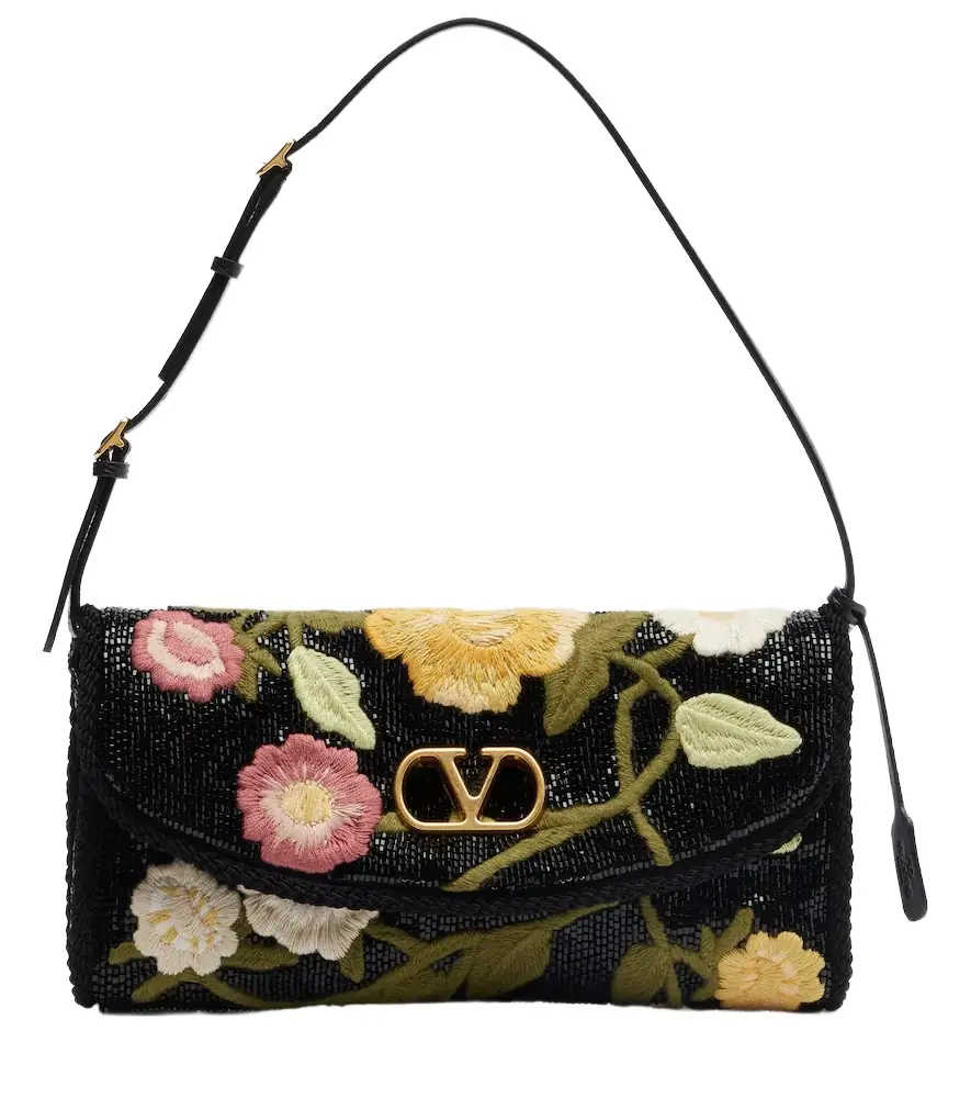 Valentino Garavani DeVain embroidered beaded shoulder bag