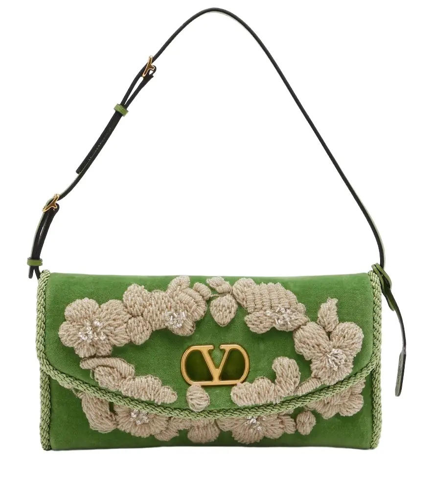 Valentino Garavani DeVain embellished velvet shoulder bag