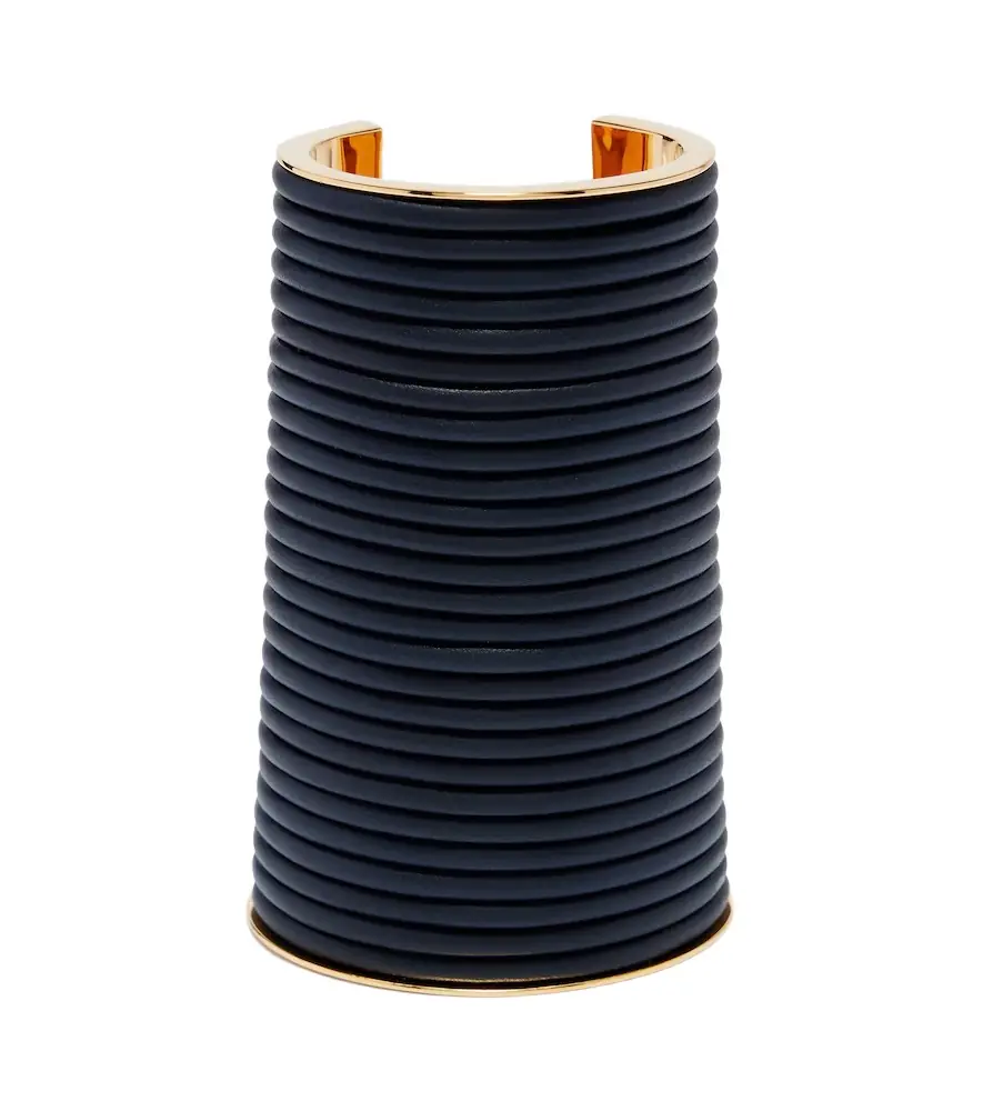 Alaia Alaïa Leather-trimmed cuff bracelet