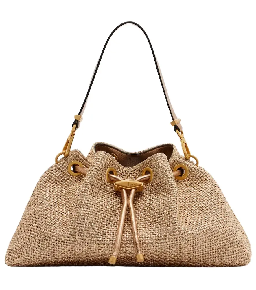 Jimmy Choo Cinch Small raffia-effect tote bag