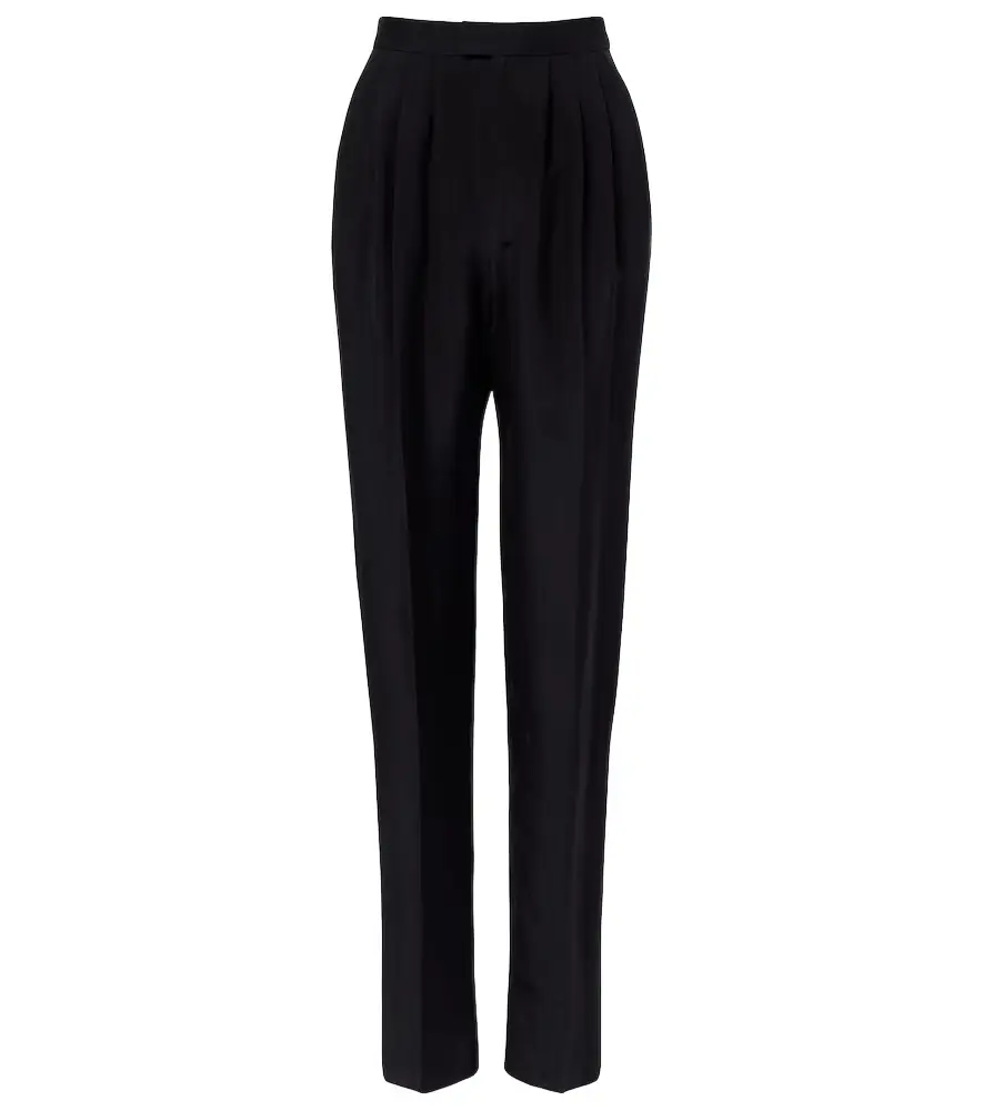 Saint Laurent Pleated silk straight pants
