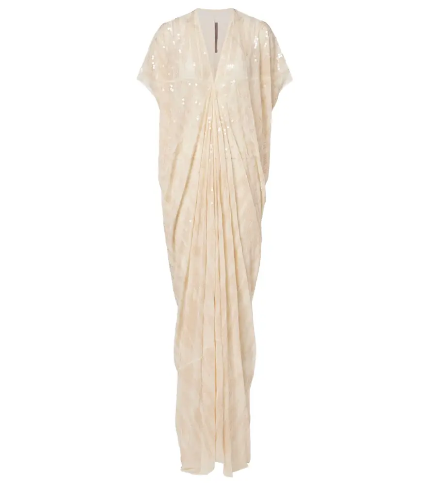 Rick Owens Lilies gathered sequined tulle gown