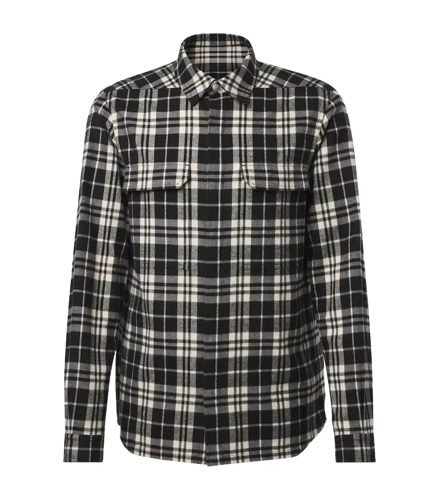 Rick Owens Temple plaid cotton overshirt