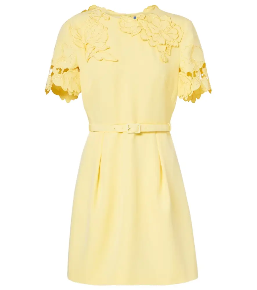 Leo Lin Aurelie belted floral-appliqué minidress