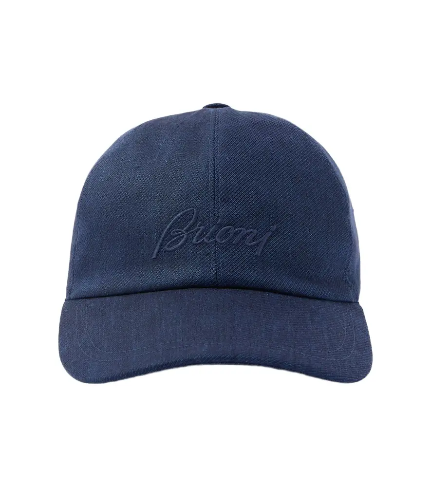 Brioni ogo linen and wool baseball cap