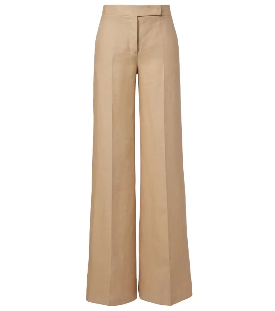 Max Mara Big pleated linen wide-leg pants