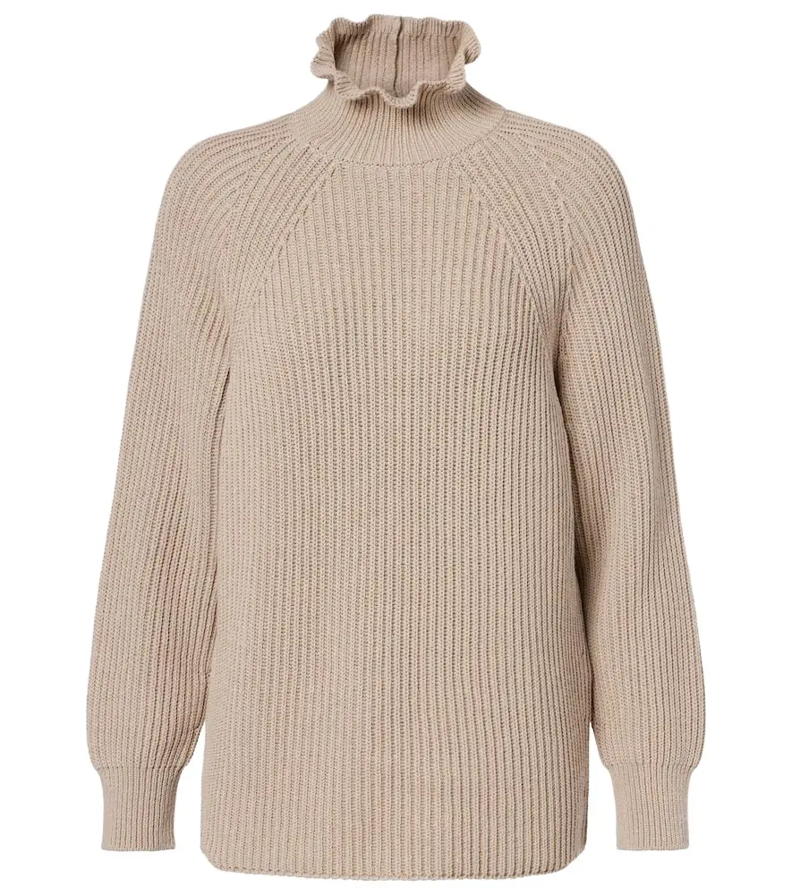 Max Mara Camino ruffled cotton turtleneck sweater
