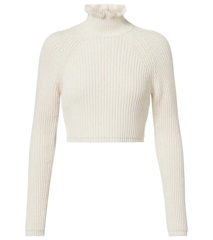Max Mara Campo ribbed-knit cropped turtleneck sweater