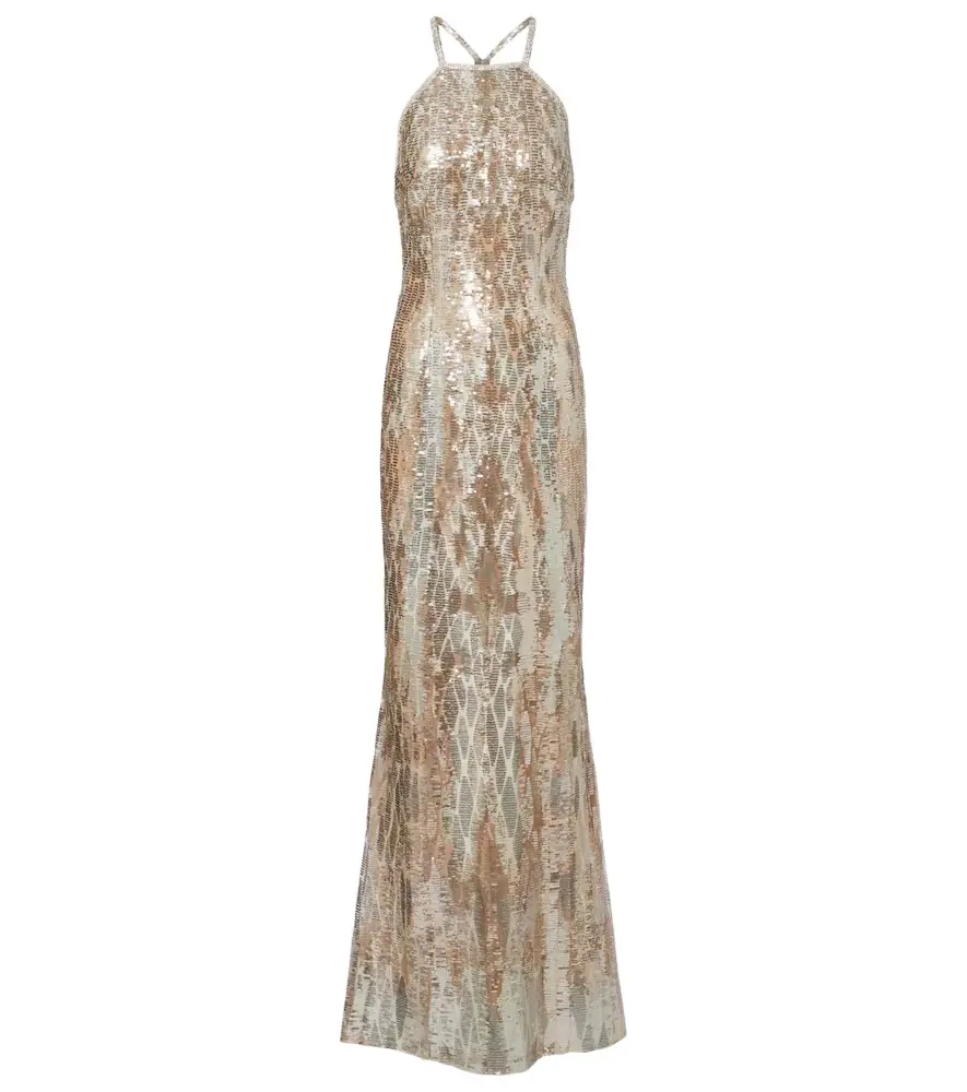 Elie Saab Sequined silk-blend gown