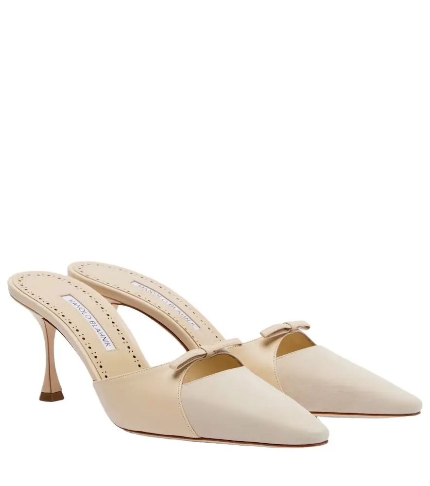 Manolo Blahnik Tapidpla leather and suede mules