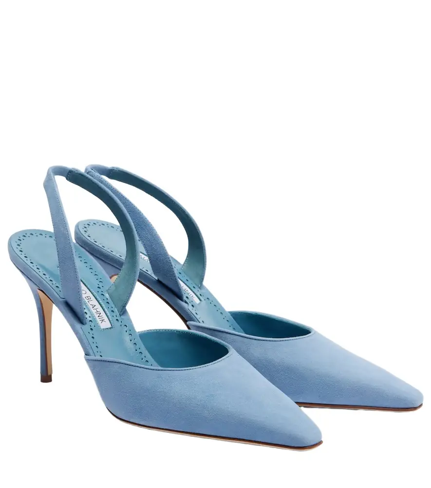 Manolo Blahnik Borelapla suede slingback pumps