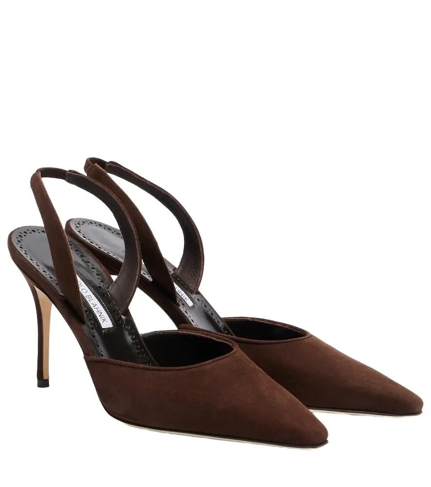 Manolo Blahnik Borelapla suede slingback pumps