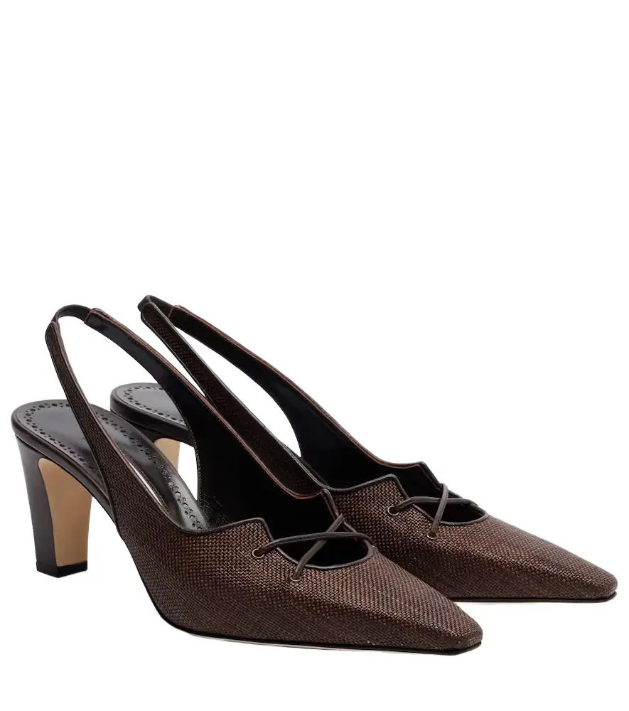 Manolo Blahnik Montbalo raffia slingback pumps