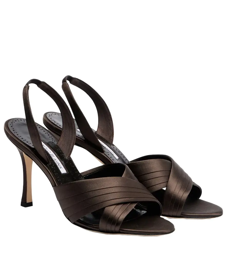 Manolo Blahnik Viera satin slingback sandals
