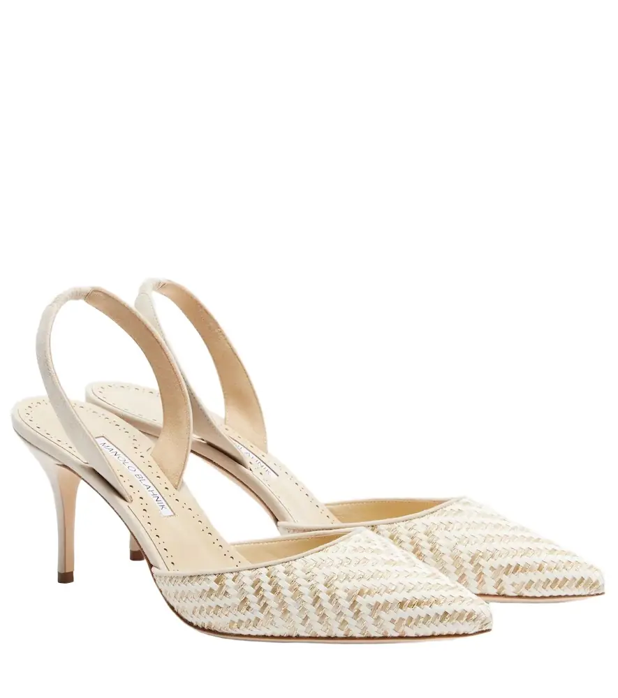 Manolo Blahnik Carolyne woven slingback pumps