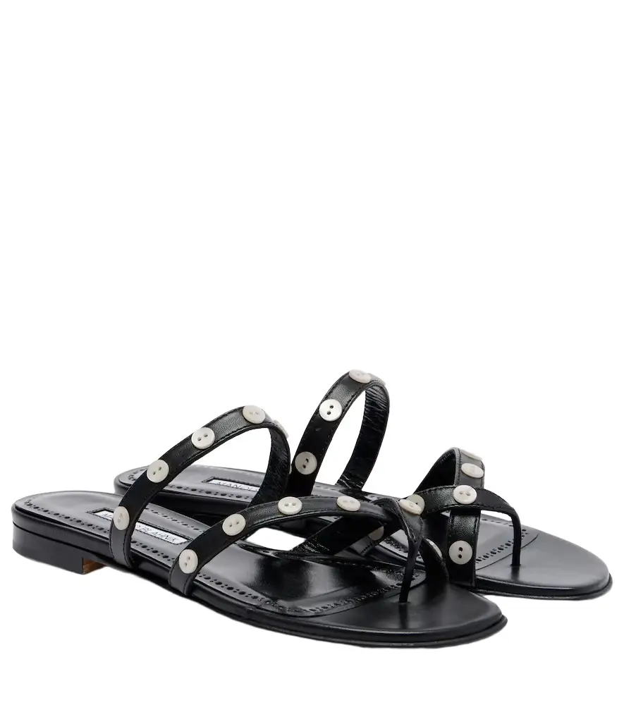 Manolo Blahnik Irafli embellished leather thong sandals
