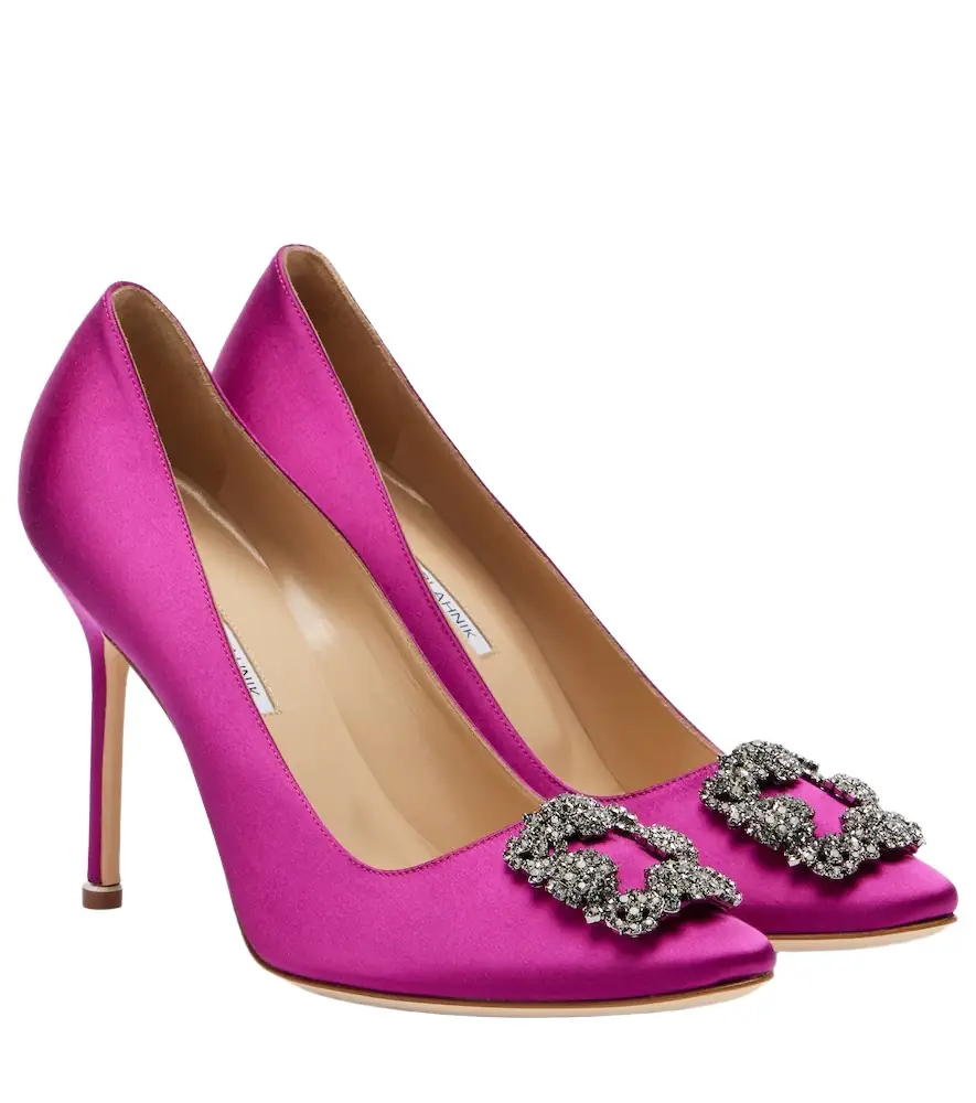 Manolo Blahnik Hangisi embellished satin pumps