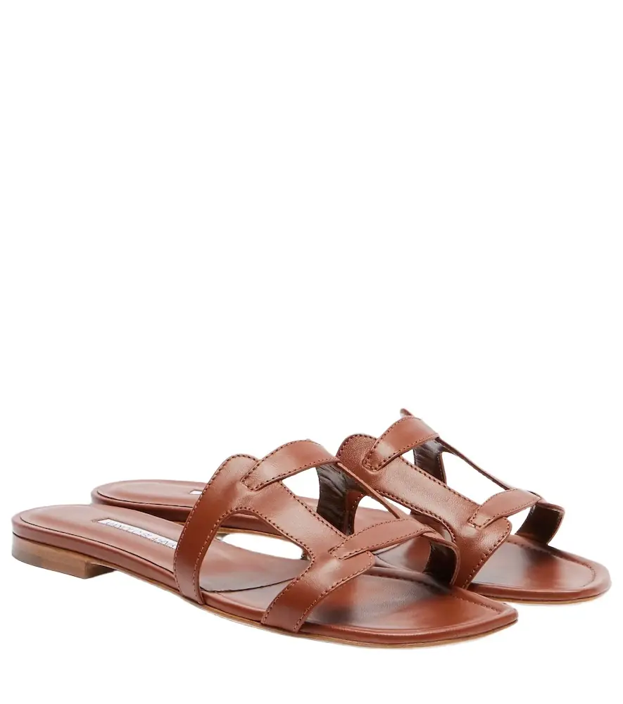 Manolo Blahnik Grellanuflat leather sandals