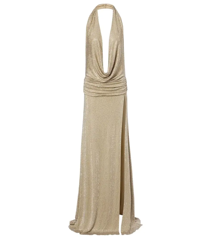 The New Arrivals Ilkyaz Ozel Embellished halterneck gown