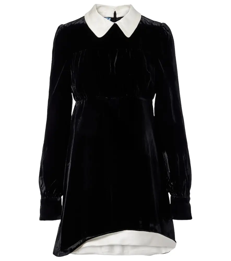 Prada Asymmetric velvet minidress