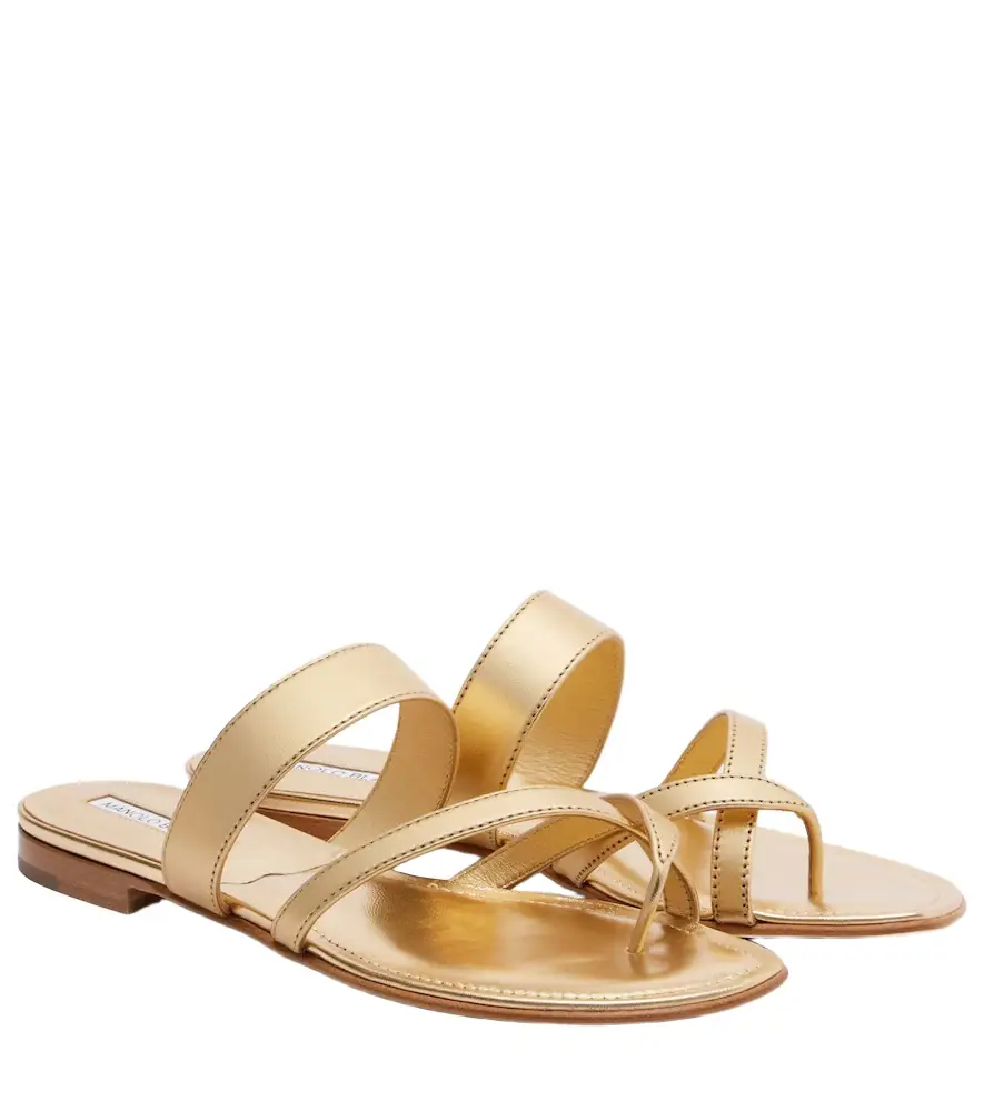 Manolo Blahnik Susa metallic leather sandals