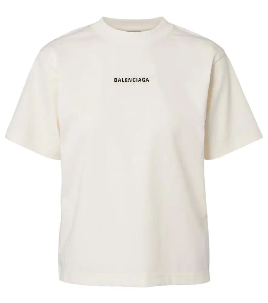 Balenciaga Logo embroidered cotton jersey T-shirt