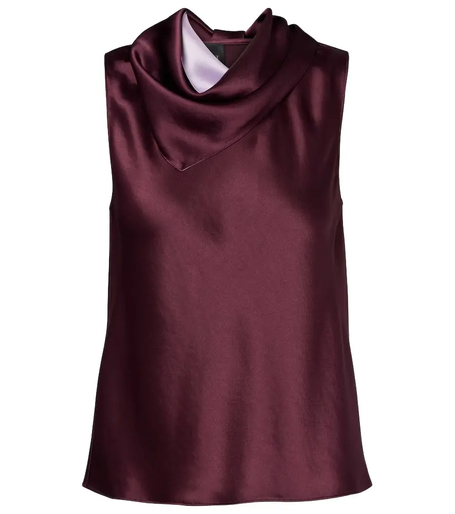 Leset Barb draped satin top