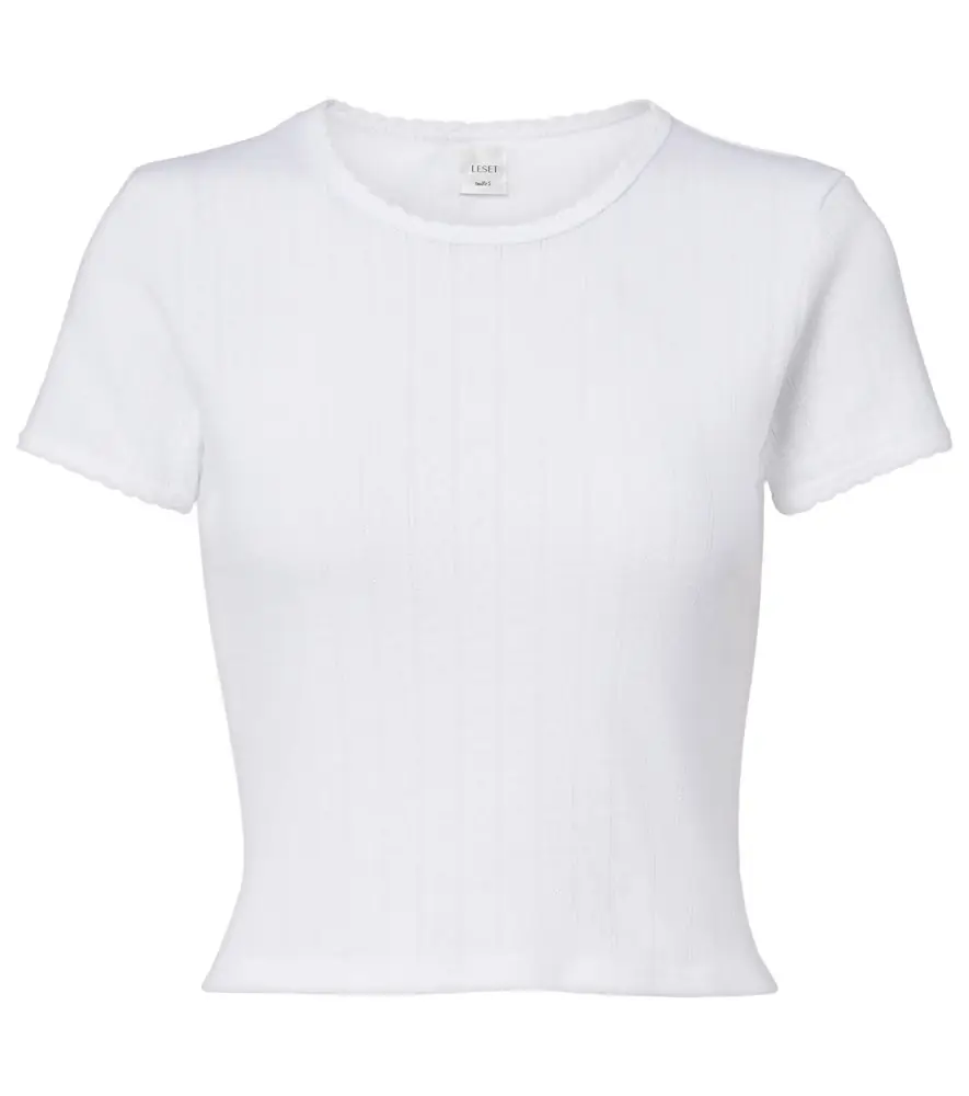 Leset Pointelle cotton crop top