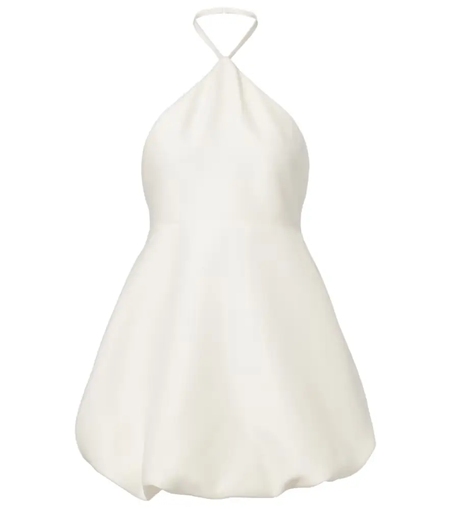 Balenciaga Halterneck peplum wool and silk minidress