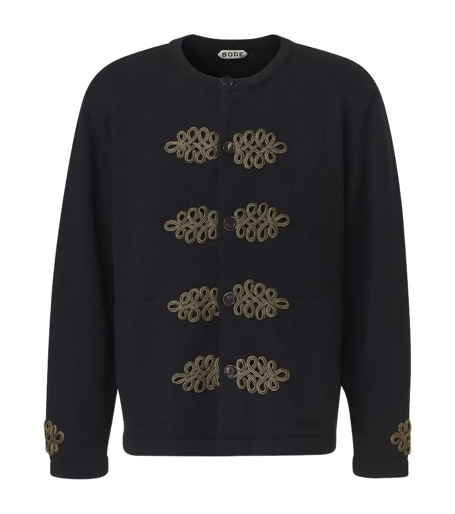 Bode Looped Frog embroidered wool cardigan