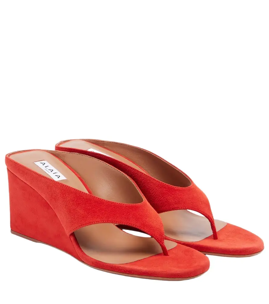 Alaia Alaïa Cube suede wedge thong sandals