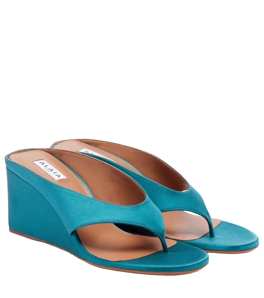 Alaia Alaïa Cube satin wedge thong sandals